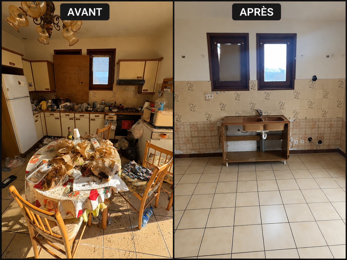Nettoyage approfondi d'une cuisine et des sols